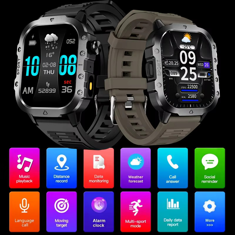 LAXASFIT Smartwatch, Bluetooth, Silikon, Schwarz, Herren - Bild 4