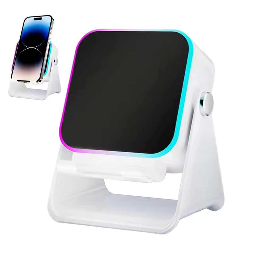 VIKEFON 5-in-1 Bluetooth Lautsprecher mit kabelloser Induktion, RGB-Lichter und Telefonhalter, HIFI-Sound, Schwarz oder Weiß - Bild 6