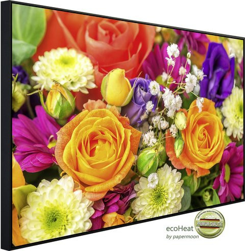 papermoon EcoHeat Infrarotheizung Chrysanthemenrosen in Bunt mit Matt-Effekt, App-Steuerung und Überhitzungsschutz - Bild 1