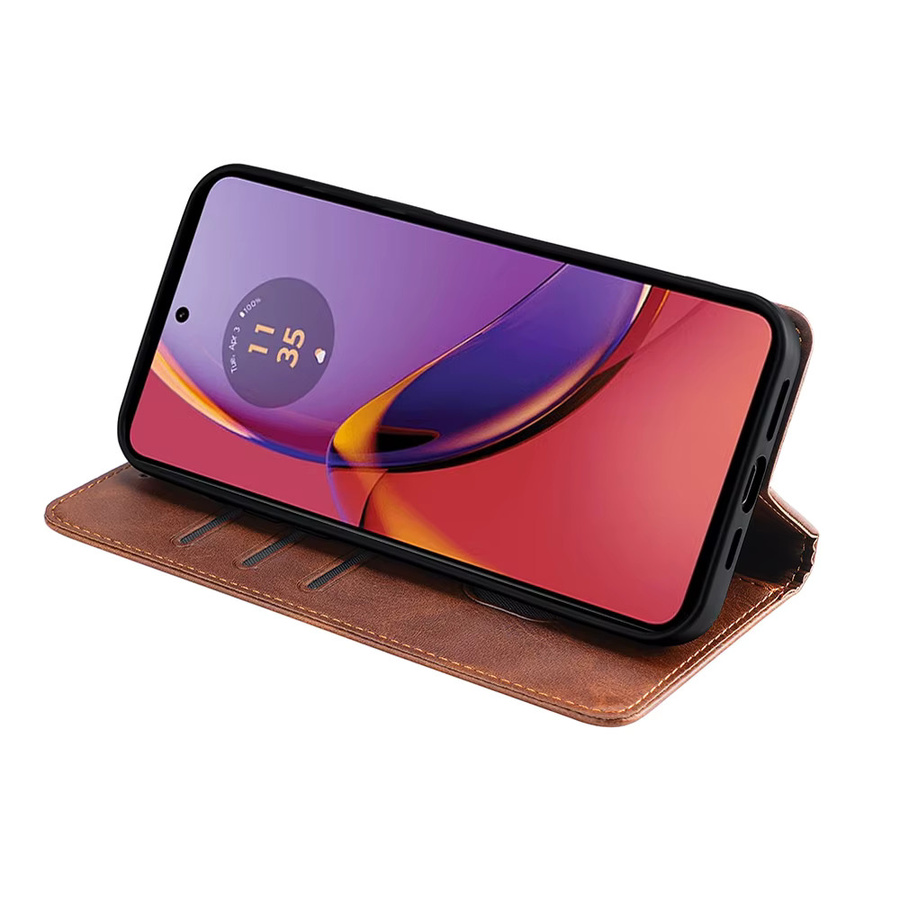 Leder-Flipcase mit Geldbörsenfunktion und Standfunktion für Motorola G84 G54 G14 G73 G53J G53Y G53 G23 G13 G72 G62 G52J in Braun - Bild 3
