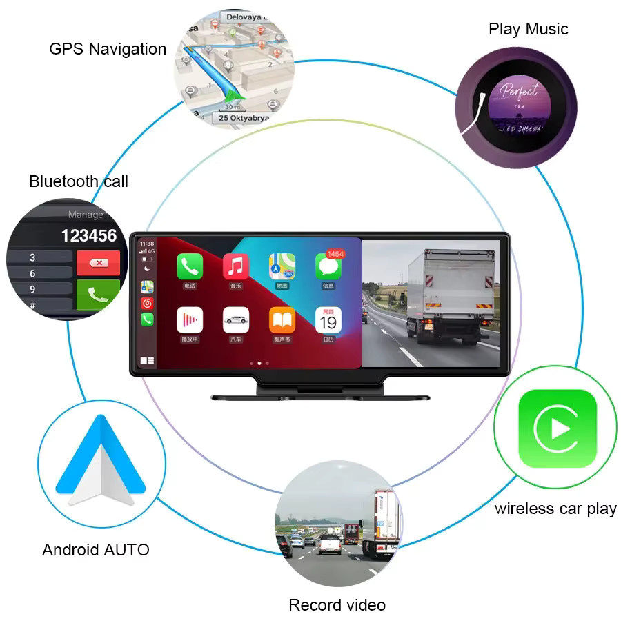 MYOLSD Dash Cam 4K UHD Rückspiegel Dashcam mit Android Auto, Apple CarPlay, GPS und 5G WIFI in Schwarz - Bild 6