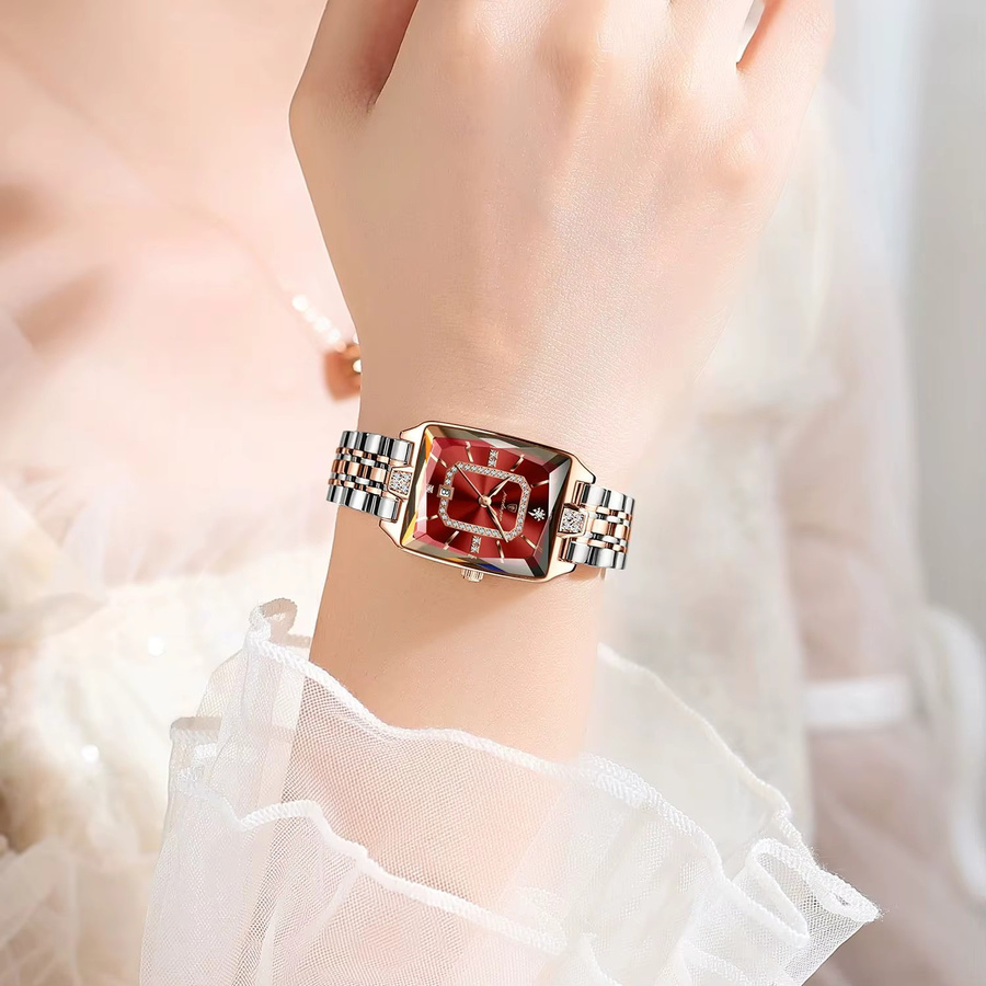 POEDAGAR Armbanduhr Quarz, Edelstahl, Gold, Datum, Damen - Bild 5