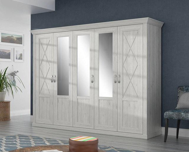 Kleiderschrank Kashmir in Weiß mit Spiegeltüren für dein Schlafzimmer, B/H/T: 268,3 x 205,8 x 62,6 cm - Bild 1