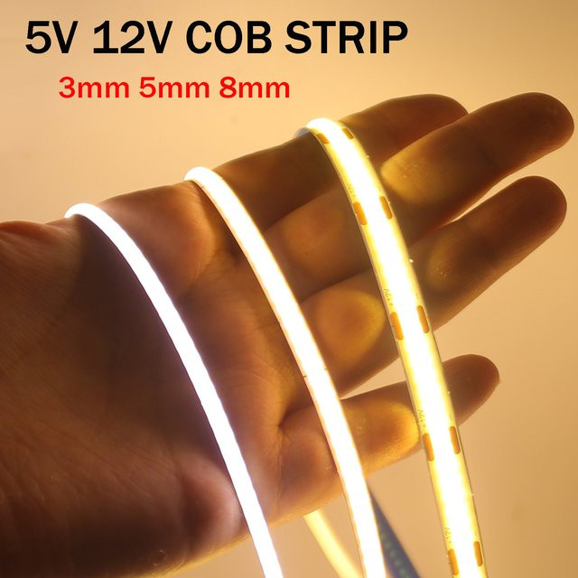XUNATA COB LED-Streifen mit 320 LEDs, USB-Anschluss, 12 V, Farbe: Natural White, selbstklebend - Bild 1