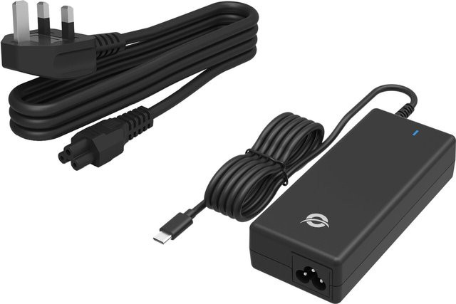 Conceptronic OZUL03BUK 100W GaN USB PD Desktop-Ladegerät mit integriertem USB-C-Kabel und UK-Stecker in Schwarz - Bild 1