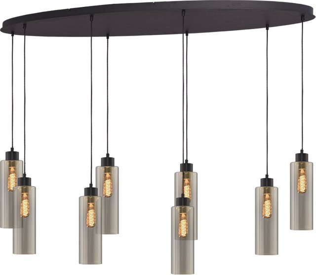 Masterlight Ortona Pendelleuchte 8-flammig oval in Schwarz matt mit transparentem Glas - Bild 1