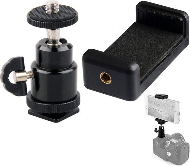 VeFly Universal Handy Halterung mit 1/4 Zoll Schraube für Stativ und Einbeinstativ in Schwarz - Bild 1