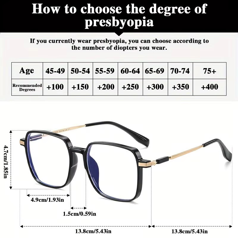 DIXSG Korrektionsbrille, quadratisch, Vollrand, Unisex, Blaulichtfilter - Bild 3