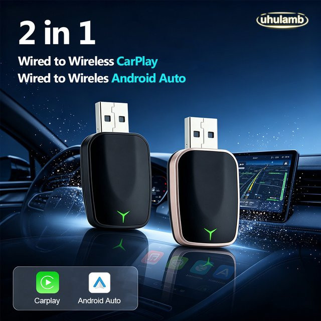 2-in-1 Smart Mini Box Kabelloser CarPlay und Android Auto Adapter mit Wi-Fi und Bluetooth in Schwarz - Bild 1