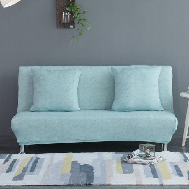 Housmife Dehnbarer Sofabezug in Türkis mit floralem Muster, elastischer Couchbezug für Sofas ohne Armlehnen, Größe L (195-225 cm) - Bild 1