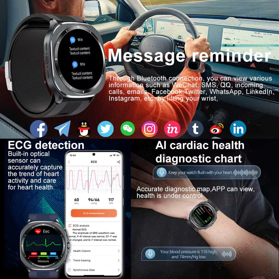 MTIMENX Smartwatch, EKG, Schwarz, Silikon, Herren, Wasserdicht - Bild 3