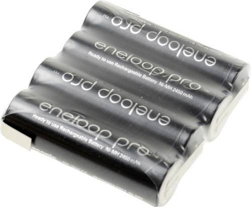 Panasonic eneloop Pro Akkupack 4x Mignon AA mit Z-Lötfahne, NiMH, 4.8V, 2450 mAh, Schwarz - Bild 1