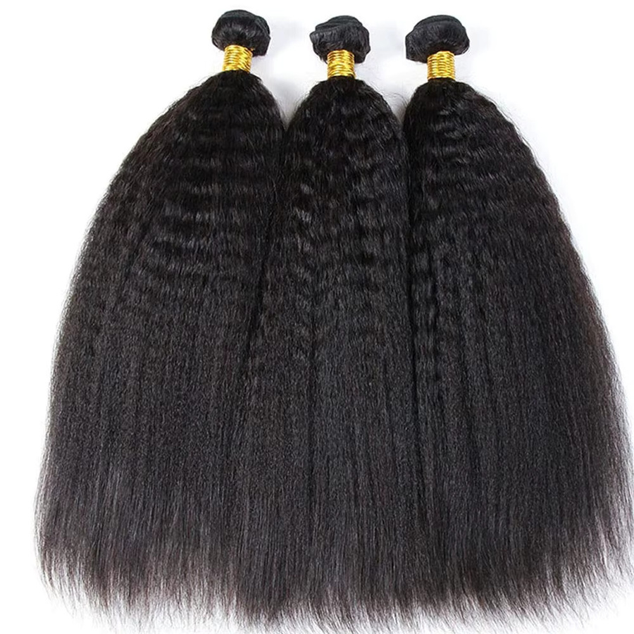 Yavida Yaki Straight Echthaar Haarverlängerung, 3 Bündel, Damen - Bild 1