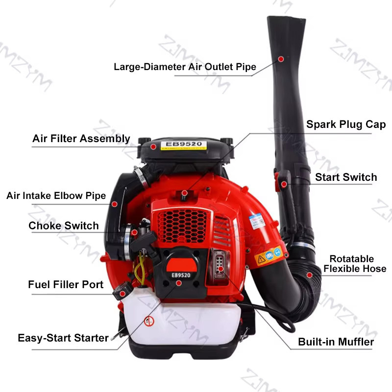 ZJMZYM EB9520 Kabelloser Benzin-Laubbläser in Rot für industrielle Anwendungen - Bild 4