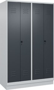 C+P PSA Doppel-Spind Classic PLUS mit Sockel, 4 Abteile, Grau/Anthrazit, B/T/H: 120 x 50 x 195 cm - Bild 1