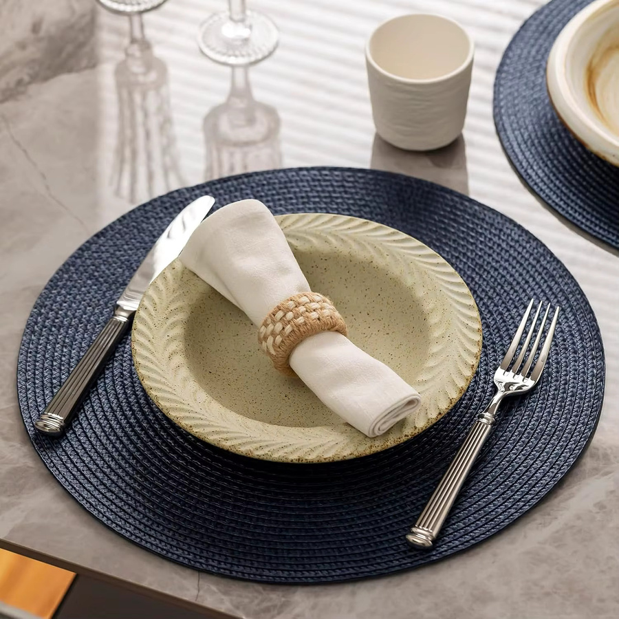 4er-Set Runde Tischsets Tabletex Blau aus Kunststoff gewebt, abwischbar und rutschfest - Bild 3