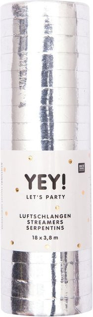 Rico Design Luftschlangen aus Papier in Silber-Glänzend für Party und Geburtstag - Bild 1