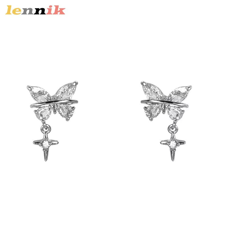 LENNIK Ohr Clips, Silber, Zirkonia, Damen, Schmetterling - Bild 5