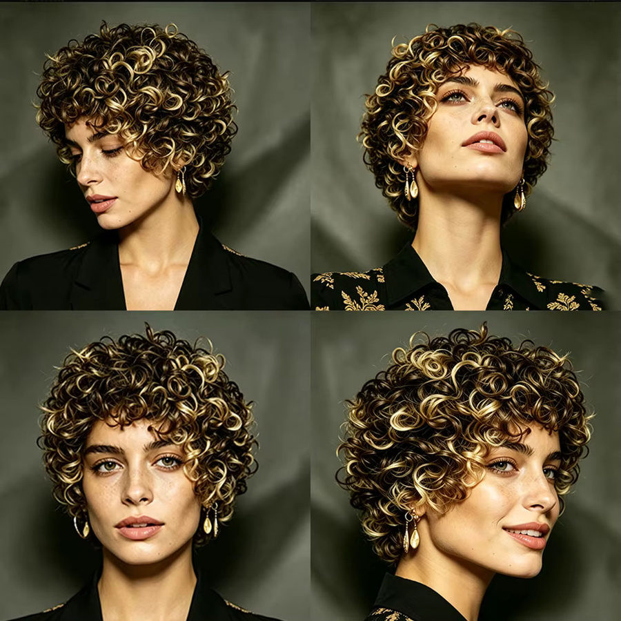 OYM HAIR Pixie-Cut Perücke, kurze lockige Echthaar-Perücke, Herren - Bild 6
