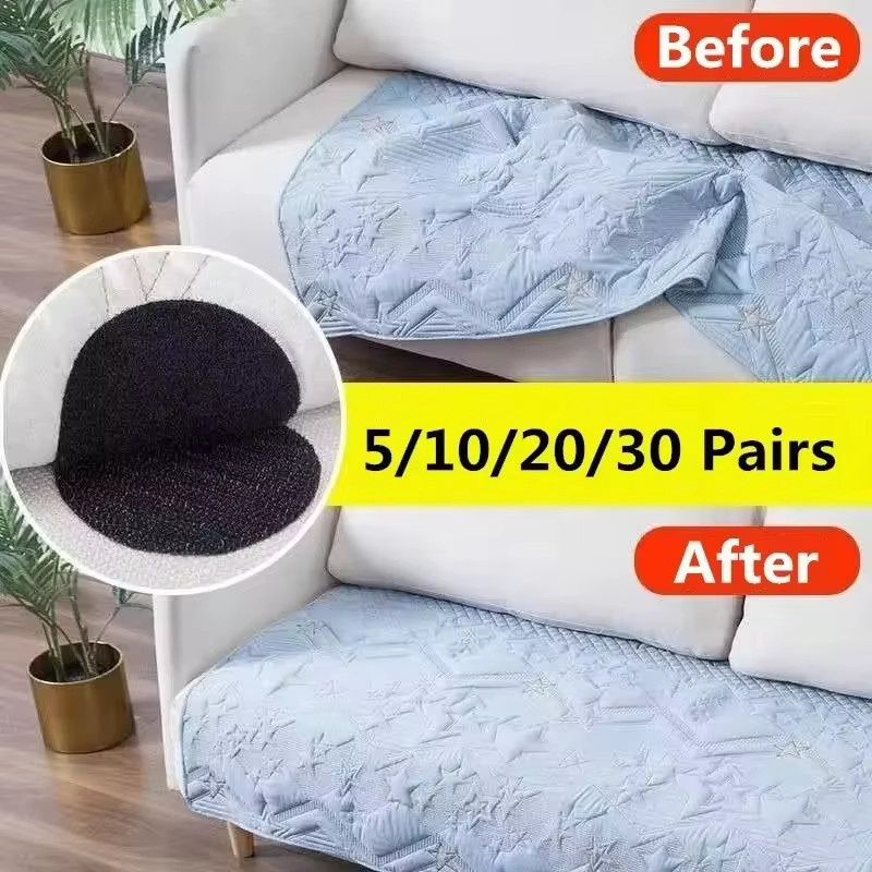 Selbstklebende Klettverschluss-Bänder als rutschfeste Aufkleber für Sofa und Teppichmatten, schwarz, doppelseitig - Bild 2