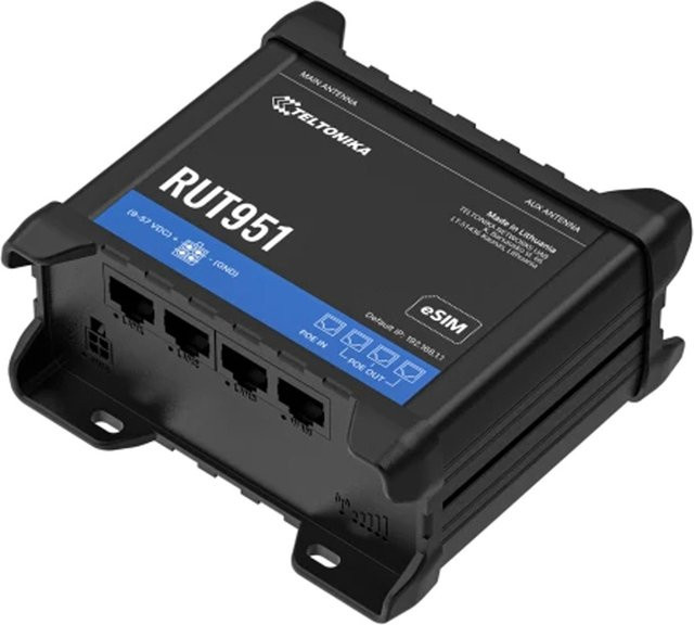 Teltonika Networks RUT951 PoE+ Dual SIM eSIM 4G LTE 3G 2G WiFi Router in Schwarz (RUT951B10K00) - Bild 1