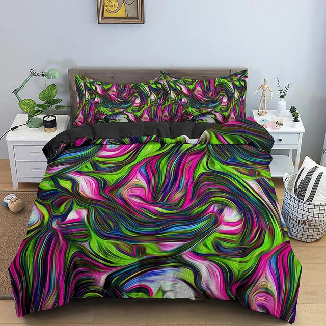 Bettwäscheset Binchi Fitness mit geometrischem 3D-Print, mehrfarbig, aus Polyester, B/H: 135 x 200 cm - Bild 1