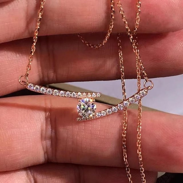 YIRAN Jewelry Halskette, Kupfer, Roségold, Zirkonia, Damen, 45 cm - Bild 1