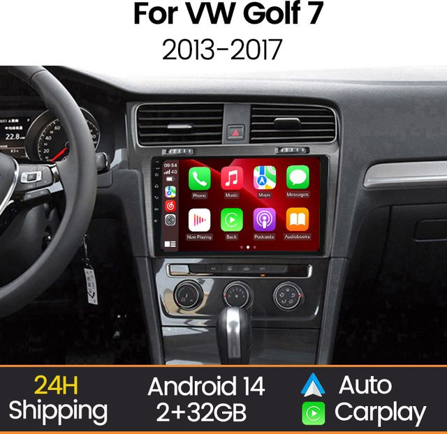 MEKEDE Drahtloses Autoradio mit CarPlay und Android Auto für Volkswagen VW Golf 7 2013-2017, 10 Zoll Multimedia-Player in Schwarz mit WiFi und Bluetooth - Bild 1