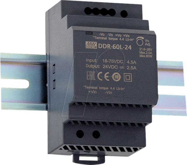 MEAN WELL DDR-60G-12 Netzteil und Spannungsumwandler in Schwarz - Bild 1
