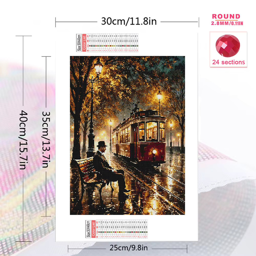 EverShine Diamant-Stickerei Straßenlandschaft als Mosaik-Wandkunst mit Vollquadrat-Steinen in Multicolour, B/H: 30 x 30 cm - Bild 2