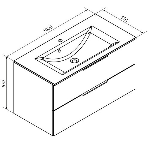 Fackelmann Badmöbel-Set B.Brillant Waschplatz mit Waschtisch-Unterschrank und Glaswaschtisch in Asteiche und Anthrazit, B/T/H: 100 x 54,44 x 50,1 cm - Bild 2