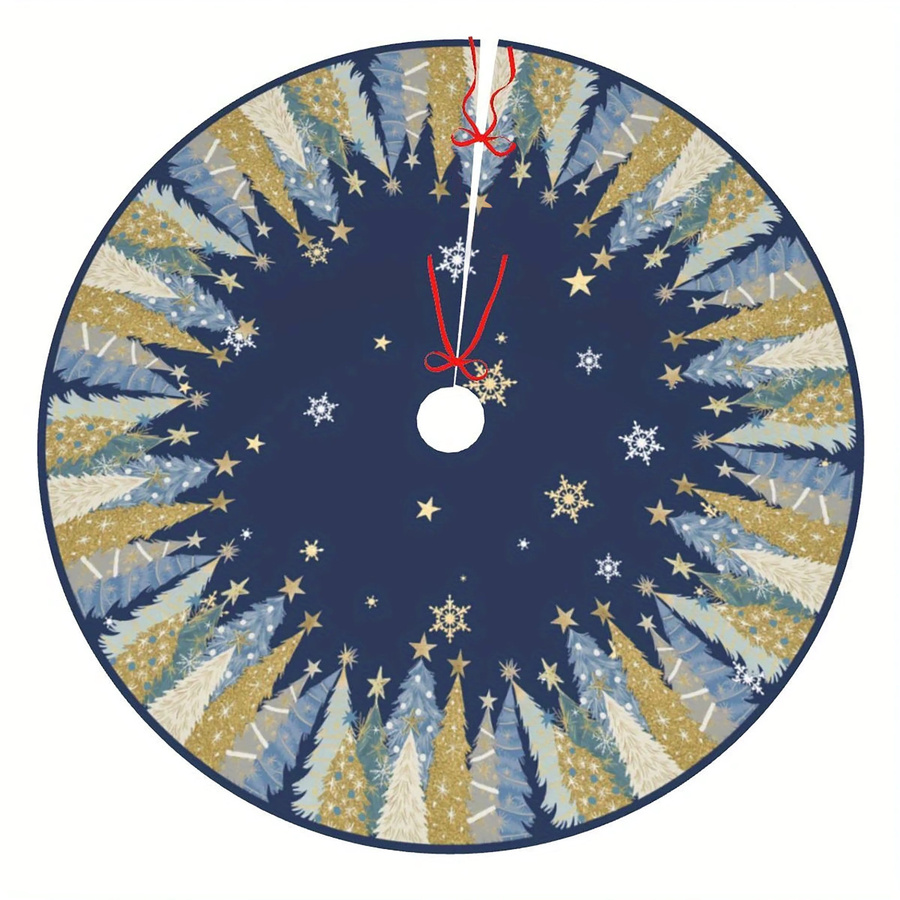Blaues VIKAMA Weihnachtsbaumkleid mit Sternen für Weihnachts- und Neujahrsdekorationen im Landhausstil - Bild 5