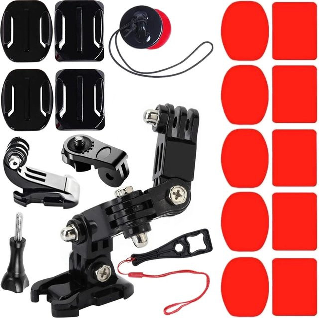 Motorrad Helm Halterung Zubehör Kit für GoPro, Insta360, DJI Osmo Action und andere Action Cameras in Schwarz - Bild 1