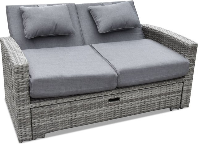 bellavista Multifunktions-Liege Begur aus Polyrattan in Grau mit extra breiter Sitzfläche - Bild 1