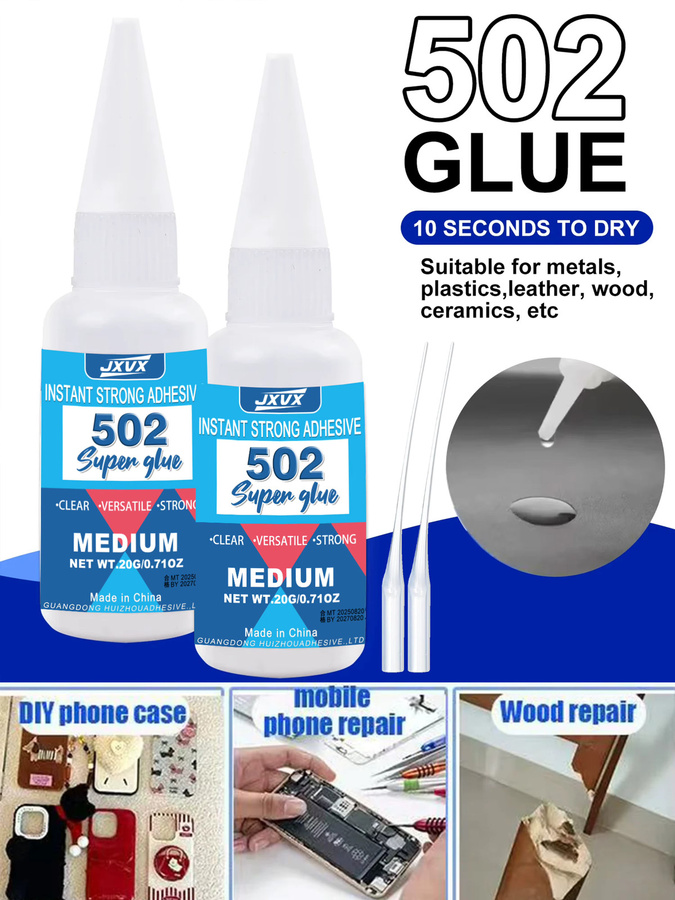 YZAN 502 Instant-Schnelltrocknender Kleber, Mehrzweck-Cyanacrylat-Kleber für Leder, Gummi, Holz und Metall, transparent, flüssig - Bild 7