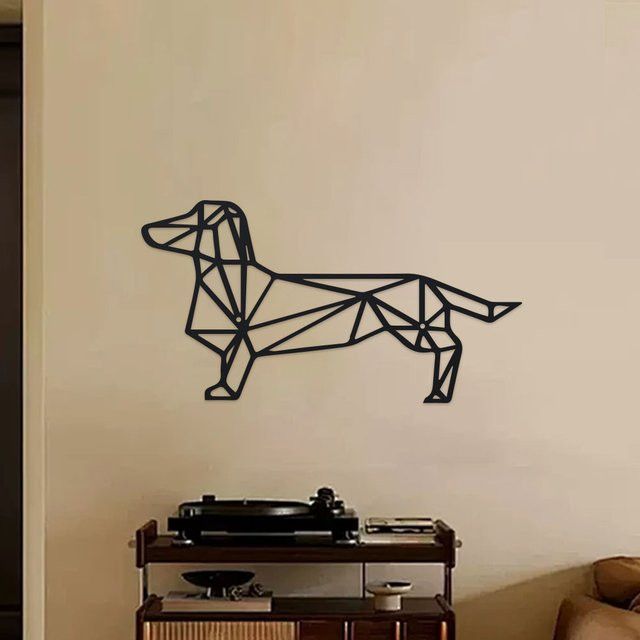 DDPNKL Wandkunst Dackel aus Metall in Schwarz als Hundesilhouette für Innen- und Außenbereiche - Bild 1