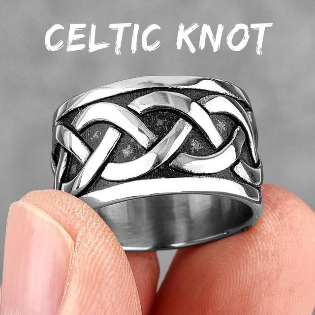 Yiran Jewelry Ring Keltischer Knoten, Edelstahl, Schwarz, Herren - Bild 1