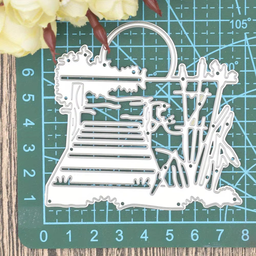Metall Schneidwerkzeug mit Sonnenuntergang und Schilf-Motiv für DIY Scrapbooking, Basteln und Kartenherstellung - Bild 5