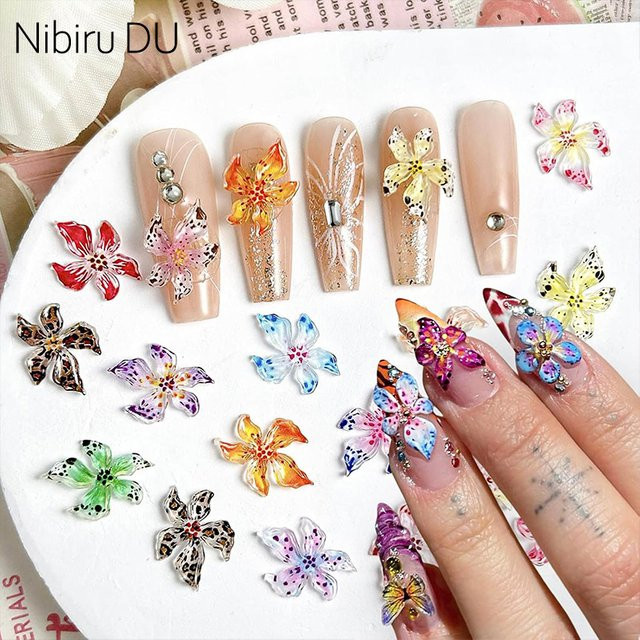 Nibiru DU 3D Nail Art Charms, Blumen, Transparent, Glänzend - Bild 1
