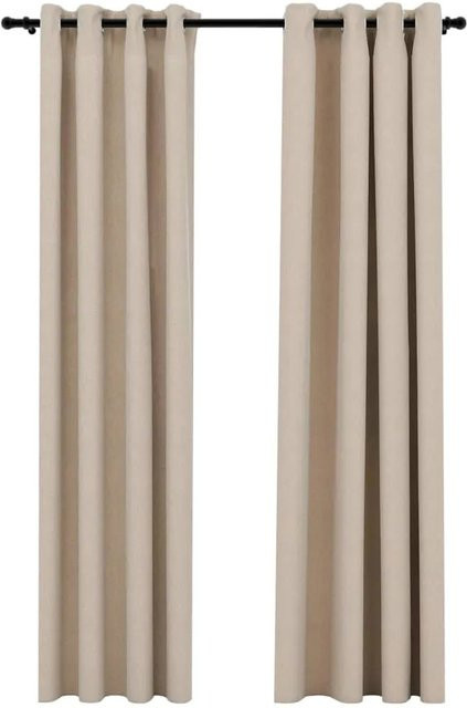 vidaXL Verdunkelungsvorhänge in Leinenoptik mit Ösen, 2 Stück, Beige, B: 140 cm, H: 225 cm - Bild 1