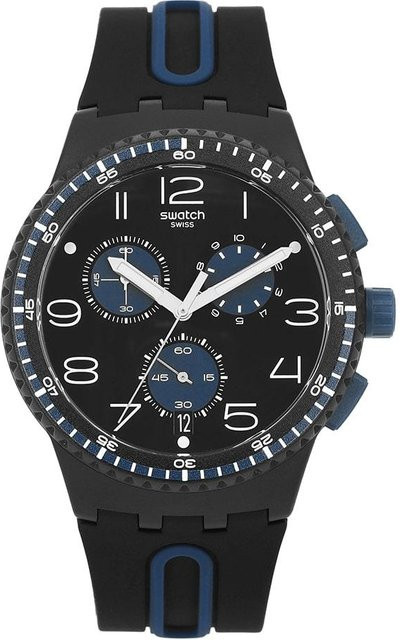 Swatch Armbanduhr, Quarz, Silikon, Schwarz, Herren - Bild 1