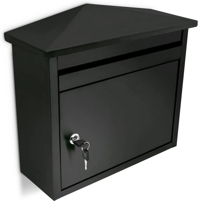 Relaxdays Briefkasten aus Eisen in Schwarz, B/T/H: 41 x 37 x 16 cm - Bild 1
