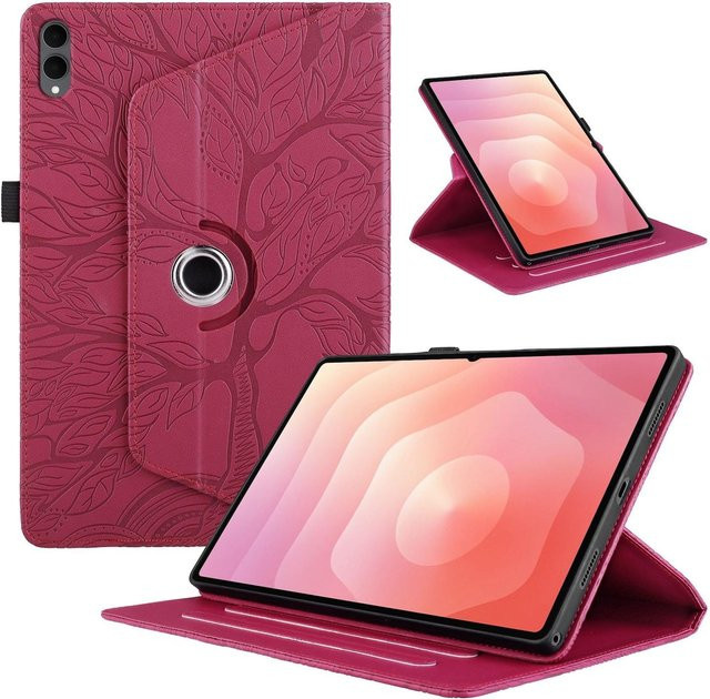 Samsung Galaxy Tab S11 Ultra Kunstleder Tasche mit 360 Grad Rotation in Rot - Bild 1