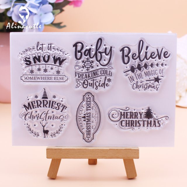 Alinacutle Transparentes Silikonstempel-Set Frohe Weihnachten für DIY Karten und Scrapbooking - Bild 1