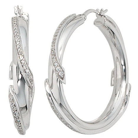 Colfem Creolen 925 Silber, Zirkonia, Unisex - Bild 1