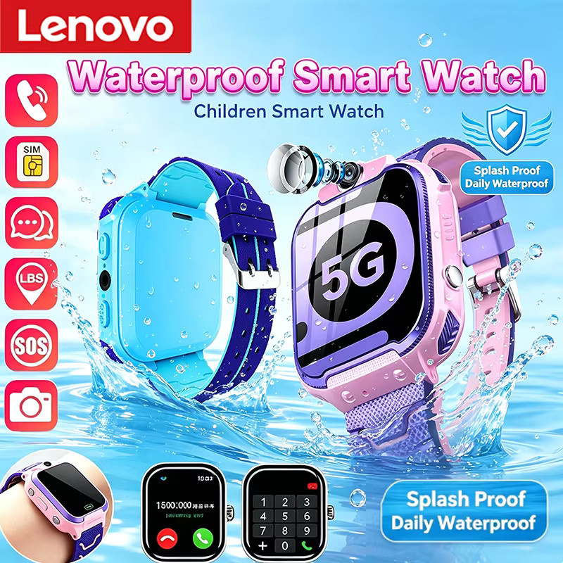 Lenovo 5G Kinder Smartwatch mit Kamera, GPS-Ortung, SIM-Karte, Anruffunktion und SOS in Pink/Multicolor, IPX67 wasserdicht - Bild 1