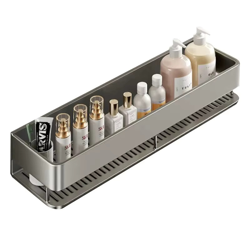 YUNJIEYA Badezimmer-Regal als Eck-Duschregal aus Metall, Wandmontage, Grau/Silber, Matt - Bild 5