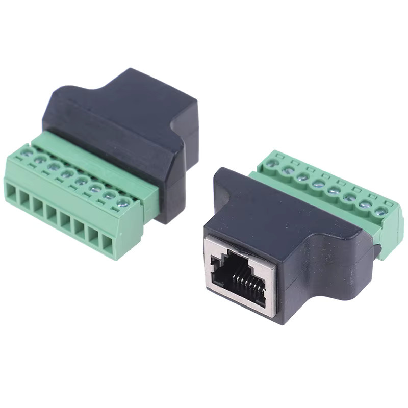 RJ45 auf Schraubklemmenadapter in Schwarz, RJ45-Buchse auf 8-poligen Stecker für CCTV und DVR - Bild 3