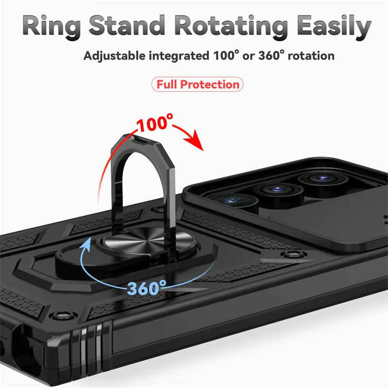 Stoßfeste Rüstungshülle mit Objektivschutzring und Ständer für Samsung Galaxy S21 Ultra 5G, S21 Plus und S21 FE in Schwarz oder Blau - Bild 5