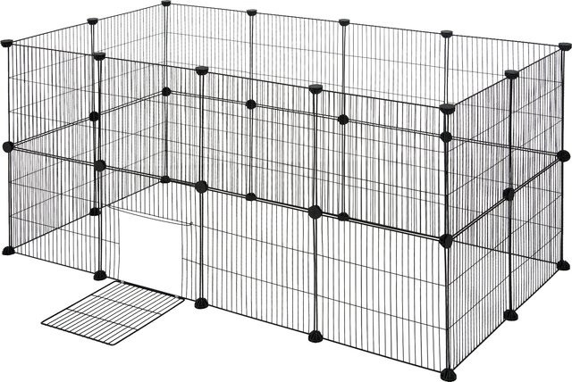 EUGAD DIY Haustierzaun aus Metall, faltbarer Hundekäfig in Schwarz als Schlaf- und Spielhaus für Hunde, Katzen, Welpen, Kaninchen und Meerschweinchen für Training und Freilauf im Garten - Bild 1